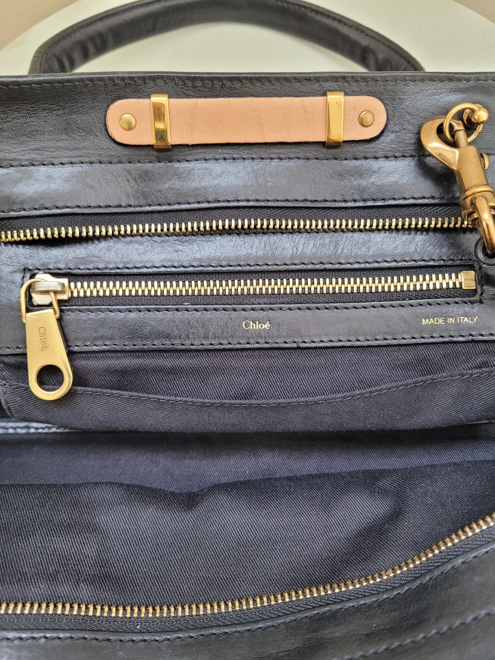 Chloé Black & Sunrise Peach Leather Medium Alice Satchel Bag Crossbody - Picture 12 of 16